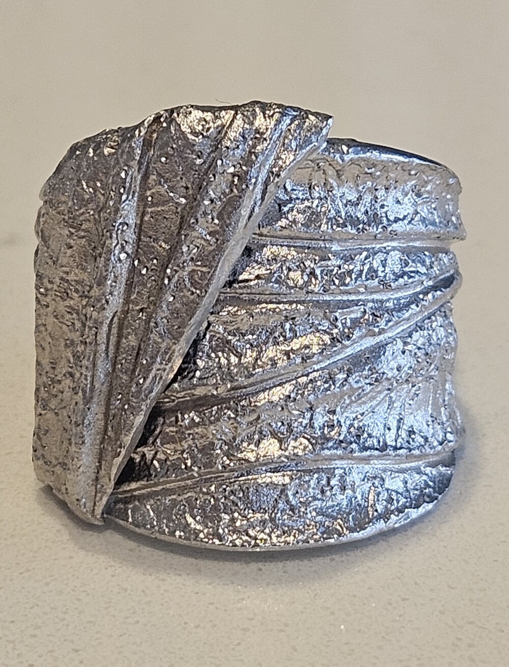 Massive 22mm Bianca Milano Diamond Cut Sterling Silver Modernist Statement Ring